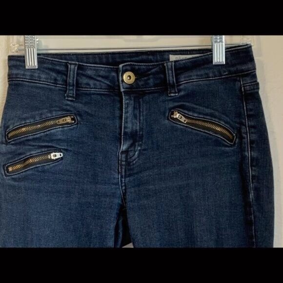 Pistola Moto Zip Arielle Skinny Jeans Women’s Sz 26 Dark Wash Ankle Zip Mid Rise - Picture 7 of 11